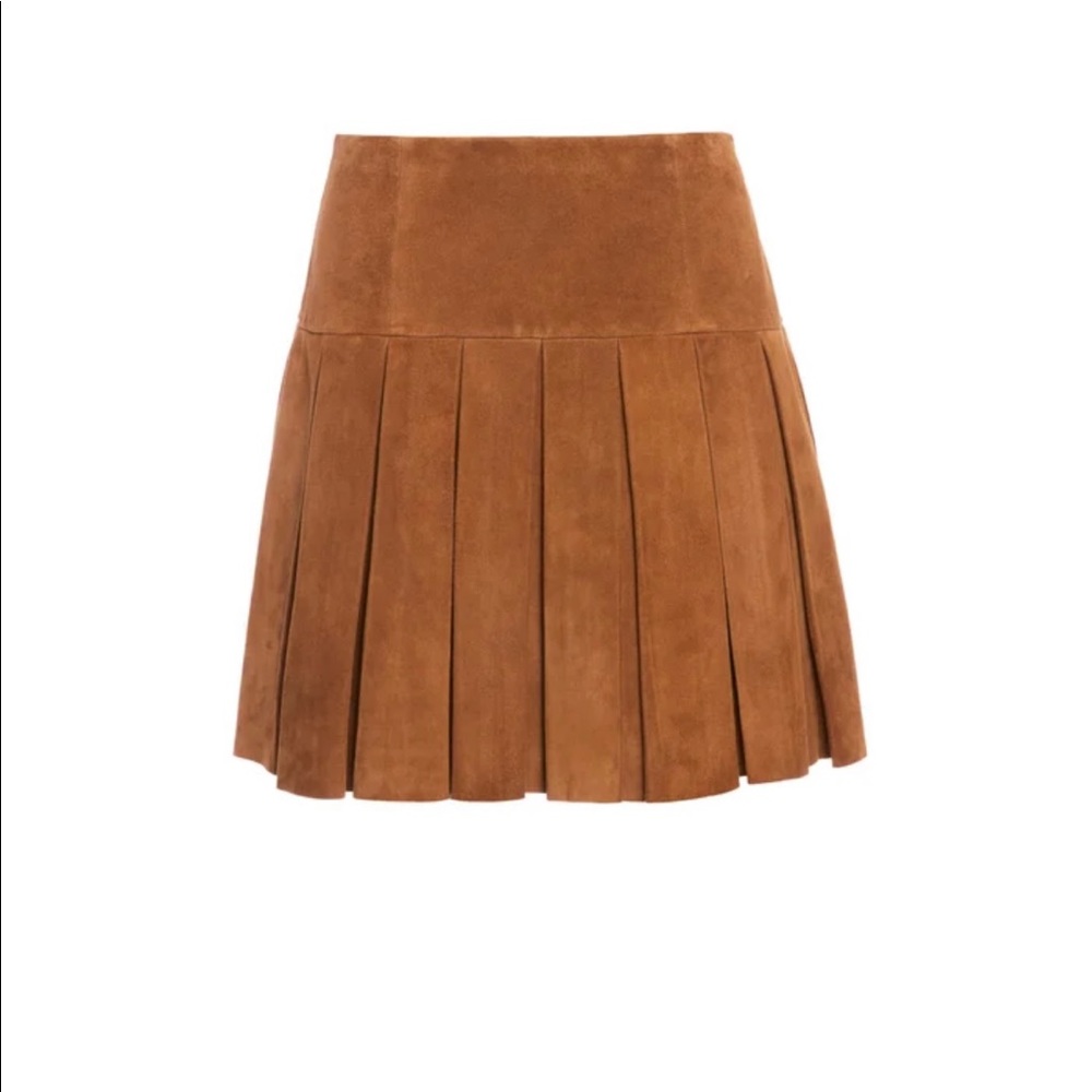 Alice & Olive Emilie Pleated Suede Mini Skirt